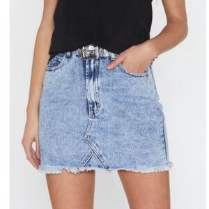 NWT Nasty Gal Wash Me Work denim mini skirt 100% cotton acid wash sz 6